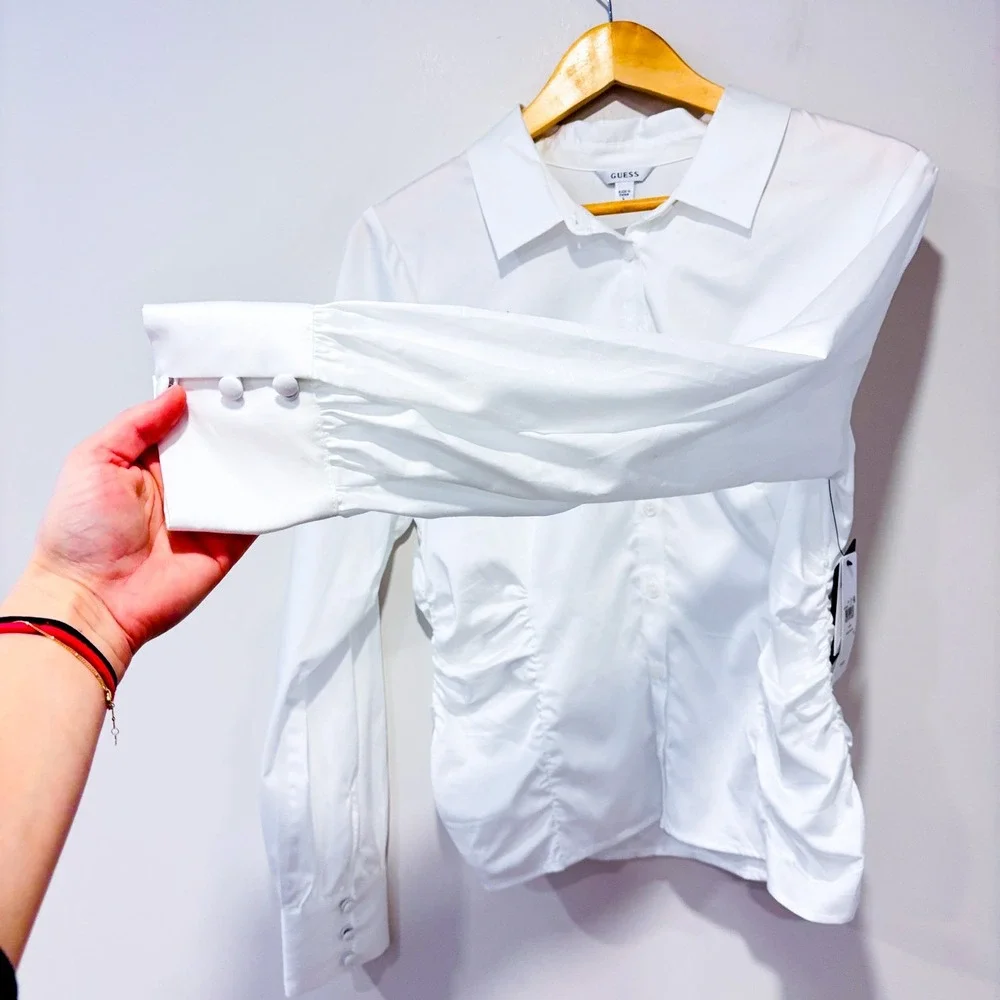 GUESS White poplin button down shirt | Minimalist‎ classic | Large - Picture 10 of 12